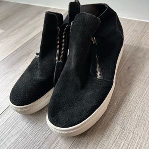 Steve Madden Black Zip-up Wedges